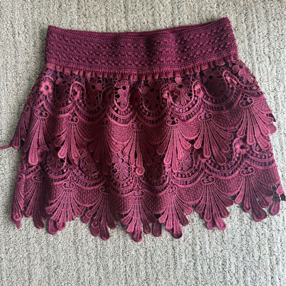 Burgundy Lace Skirt